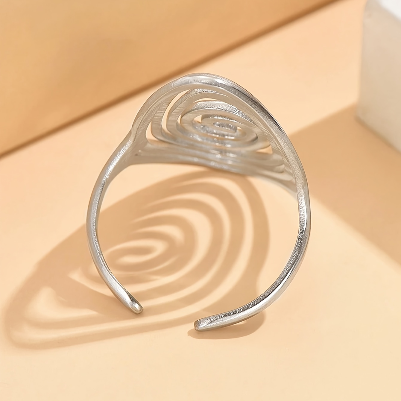 Women's Elegant Hollow Spiral Stainless Steel Ring, Personalized
